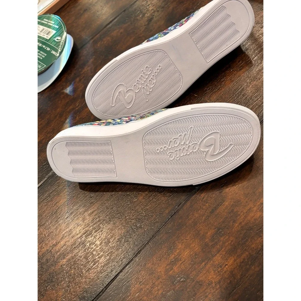 Bernie Mev Multi Color Woven‎ Elastic Slip On Sneakers Womens 40 Rainbow Pixel